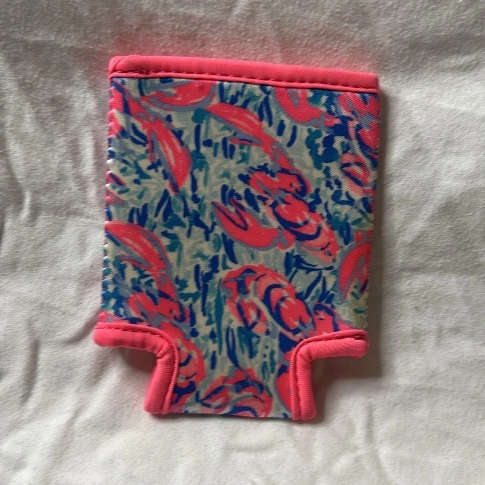 Lilly Pulitzer Pink and Blue crawfish Drink Holder Koozie neoprene
